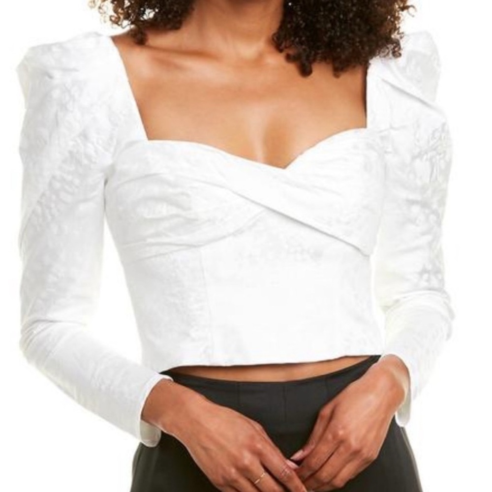 Flor et. al Puff Sleeve Corset Sweetheart Neckline White Women's Top Size XS
